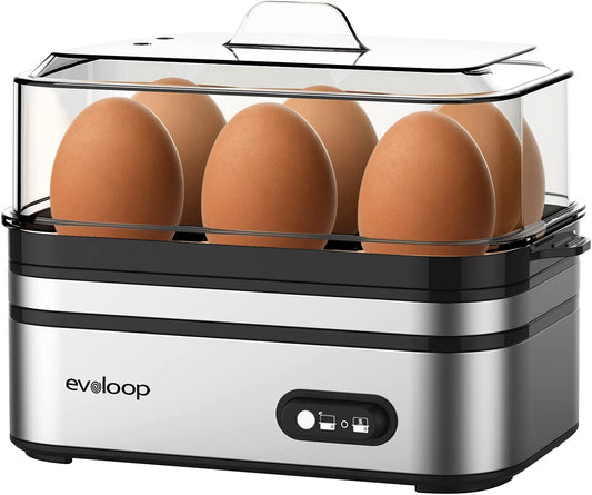 Rapid Egg Cooker Electric 6 Eggs Capacity, Soft, Medium, Hard Boiled, Poacher, Omelet Maker Egg Poacher with Auto Shut-Off, BPA Free